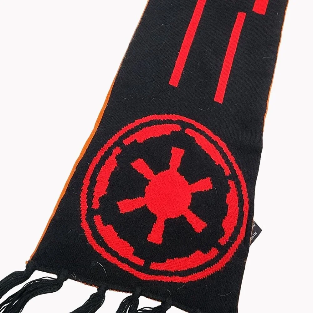 Star Wars Reversible Scarf Rebel vs Empire Logo Acrylic Knit One Size Black Oran
